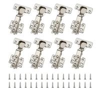 8PCS 35mm Frameless Cabinet Hinges, Cold Rolled Steel Mute Cupboard Hinge, Kitchen Cupboard Concealed, Wardrobe, Embedded Furniture Hinges Full Overlay for Kitchen Bathroom Cabinet Closet with Screws