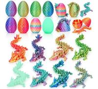 8PCS 3D Printed Dragon, Easter Dragon Eggs, Mystery Dragons Egg Fidget Toy, Easter Basket Stuffers 3D Printed Animals Set
