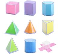 8PCS 3D Shapes for Maths Resources Plastic with Folding Paper Geometry Learning Toys for Kids Classroom Maths Manipulative