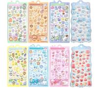 8PCS 3D Stickers, Puffy Stickers, Mini Stickers for Phone Case Laptop and Journal, Cute Dimensional Decorative Stickers Variety Pack for Kids