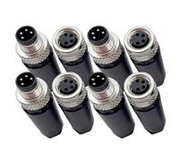 8Pcs 4 Pin Connector M 8 Male & Female Waterproof Industrial Circular Aviation Connector 8mm for Instruments Computer More