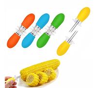 8Pcs/4Pairs Corn Holders, Stainless Steel Corn Forks, Corn Cob Holders, BBQ Skewers for Corn on The Cob Skewers with Silicone Handle for Home Kitchen Cooking, Barbecue, Picnic