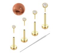 8Pcs/4Pcs 20G 18G Implant Grade G23 Titanium Threadless Flat Back Earrings Stud Set, Push In Nose Studs Lip Cartilage Helix Tragus Medusa Conch Body Piercing Jewelry for Women and Men, 6mm 7mm 8mm