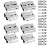 8Pcs 50A 12V Battery Quick Connector Kit, 24V/600V 6 AWG with 16 Copper Terminals, Anderson Plug for Caravan Battery, Trailer, Forklift, Sweeper, Electric Vehicles, AC/DC Tools, Grey