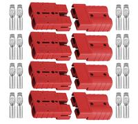8Pcs 50A 24V/600V Battery Quick Connector for Anderson Powerpole, 50 Amp Quick Disconnect Connection Modular Plug 6 AWG Copper Terminal for AC/DC Vehicle Forklifts Trailer Electric Power Tool (Red)