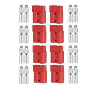 8Pcs 50A Battery Connector Kit,24V/600V Battery Quick Connector for Anderson Powerpole,Quick Disconnect Connection Modular Plug Copper Terminal for 6-12AWG AC/DC Vehicle Forklifts Power Tool(Red)