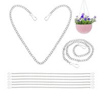 8Pcs 50cm (20Inch) Stained Glass Window Hanging Chain with Safety Hooks, Stainless Steel Silver Picture Hanger for Glass Window Panel Hangings, Chalkboards, Basket, Wind Chimes Decorative Suncatcher