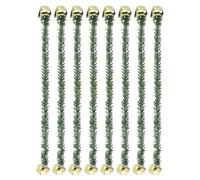 8Pcs 50CM Christmas Garland Ties for Banister, Artificial Pine Needles Faux Pine Twist Wired Ties with Bells, Reusable Twist Tie for Garlands, Stairs, Railings, Tree Decorations and Gift Wrappin