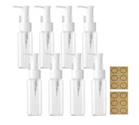 8Pcs 50ML Empty Lotion Dispenser - Apstaqeoo Refillable Clear Plastic Oval Travel Bottles Makeup Cosmetic Flat Container Dispenser with Pump Head & Labels for Gel Creams Shampoo Massage Cleansing Oil