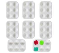 8Pcs 6 Wells White Paint Palette Artist Mixing Tray Tray Rectangular Plastic Palettes for Party Art Painting DIY Craft