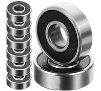 8Pcs 608RS Skateboard Bearing Carbon Steel Black for Longboard | Rubber Sealed, Maintenance Free Design, High Speed Rolling, DIY Repairers and New Skateboarders, 2x2x0.5cm