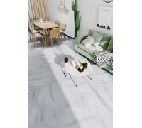 8Pcs 80x80cm Stone Texture Self Adhesive PVC Flooring, 5.12㎡ Living and Home White One Size