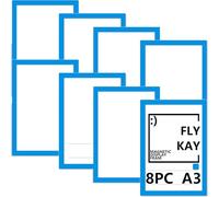 8PCS A3 Magnetic Photo Frames, Self Adhesive Magnetic Picture Diamond Painting Art Display Frame, Waterproof Clear Sign Holders for Notices, Certificate, Poster, Ads, Documents