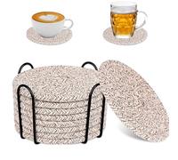 8Pcs Absorbent Drink Coasters, Handmade Braided Drink Coasters with Holder, Coasters for Coffee Table, Super Absorbent Heat-Resistant Coasters for Drinks Great Housewarming Gift Home Decor (Beige)