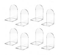 8pcs Acrylic Book Ends For Shelves, Transparent And Anti-Slip Book Stopper | Heavy Duty Bookshelf Accessories, Suitable for Study Rooms, Libraries, Offices, Schools, Book Stands for Display