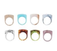 8pcs Acrylic Resin Knuckle Ring Set for Women, Chunky Thick Dome Bands