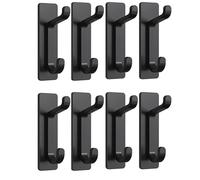 8pcs Adhesive Hooks, No Nails Wall Hook, Sticky Coat Kooks Extra Strong Wall Mounted, Stick Hooks Heavy Duty, Black Metal Sticky Hooks Self Adhesive Hooks on Door, Wall, Bathromm, Kitchen for Hanging
