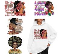 8pcs Afro Grils Iron On Transfer Iron On Decals Vinyl Heat Transfer Patches for Clothing Backpack Design Washable Heat Press Decal Thermal Transfers Decoration Applique