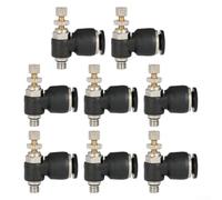 8Pcs Air Flow Speed Control Valve, Pneumatic Push In Fitting with Brass Thread, for Industrial Pneumatic Air & Water Systems(6mm tube X M5 thread)