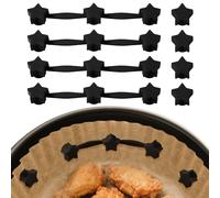 8pcs Air Fryer Silicone Magnets Set, Include 4 Star-Shaped Long Silicone Strip and 4 Star-Shaped Magnet Buckle Air Fryer Accessories for Holding Down Parchment Paper Liners(Black)