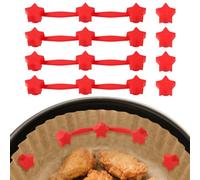 8pcs Air Fryer Silicone Magnets Set, Include 4 Star-Shaped Long Silicone Strip and 4 Star-Shaped Magnet Buckle Air Fryer Accessories for Holding Down Parchment Paper Liners(Red)