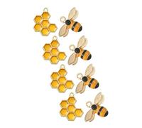 8pcs Alloy Bee and Honeycomb Charms with Vibrant Enamel Coating Cute Tiny Animal Pendants for DIY Jewelry Making Lightweight Zinc Craft Accessories for Necklaces and Bracelets