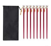 8pcs Aluminum Tent Stakes 23CM with Rope Holes for Securing Tent, Canopy, and Awnings on Multiple Terrain Types (Red)
