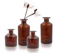 8PCS Amber Glass Vases for Flowers, Mini Bulk Flower Vases, Small Bud Vases for Centerpieces for Fall Wedding Party Events Decoration