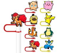 8Pcs Anime Straw Covers Cap for Tumblers Stanley Cup, 10mm Cartoon Straw Topper, Silicone Straw Tip Covers for Drinking Straws