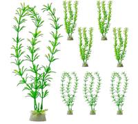 8Pcs Aquarium Plants Artificial, Silk Aquarium Plants with Pearl Green and Daisy Green Varieties, 25cm Length for Natural Underwater Landscapes, Fish Tank Decorations for Various Aquarium Sizes