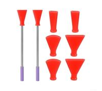 8Pcs Art Blowing Nozzles Set with Steel Straws(Red)