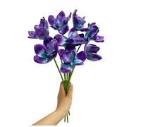 8pcs Artificial Cymbidium Orchids Faux Orchids Bulk with Stems, 14" Real Touch Lifelike Soft PU Fake Flower Filler Plants for Table Centerpieces, Wedding Engagement Party DIY Bouquets (Purple)