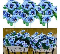 8Pcs Artificial Flowers Imitation Pansy Silk Flowers Creative Home Furnishing Simulation Plant for Wedding Home Outdoor Cemetery Party Decoration Size 30cm (blue-8pcs-044)
