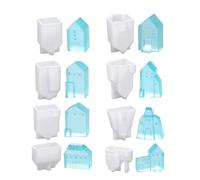 8pcs Artistic Plaster House Ornament Molds Stylish Silicone for Unique Displays Jewelry Making Supplies