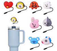 8pcs B.T.S Straw Cover Compatible with Stanley 30&40 Oz Tumbler, 10mm Straw Covers Cap, Cute Silicone Straw Covers, Straw Protectors, 0.4in Straw Topper Dust-Proof Reusable Straw Tips Lids
