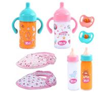 8PCS Baby Doll Accessories Set Great Gift for Boys and Girls | Magic Milk Bottles set with 2 Dummy, 4 Magi Milk Bottle, 2 Bib, Realistic Role Playfor Realistic Role Play for Kids Ages 3+