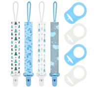 8PCS Baby Dummy Clip Set with Silicone Adapter Rings, Universal Soother Holder Straps for Boys, Anti-Drop Pacifier Chain, Newborn Essentials for Teething Toys Pram Use (blue1)