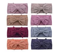 8pcs Baby Headband Soft Stretchy Hairband Hair Bow Elastic for Toddler Baby Girls Newborn Infant Kids Turban Headbands (Headwrap Navy 0-24M)