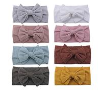 8pcs Baby Headband Soft Stretchy Hairband Hair Bow Elastic for Toddler Baby Girls Newborn Infant Kids Turban Headbands (Headwrap Mustard 0-24M)