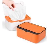 8Pcs Baby Wipes Dispenser, Reusable Baby Wipe Holder Box and Portable Wet Wipes Pouch, Refillable Wipes Pouch Case Container with Lid for Bathroom Baby Nursery Kitchen Office Travel (Orange)