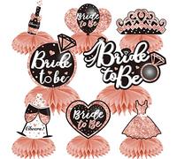 8Pcs Bachelorette Party Decorations Bride To Be Honeycomb Centerpieces, Rose Gold Bridal Shower Table Topper Party Supplies, Pink Hens Night Women Table Centerpieces Wedding Engagement Decor