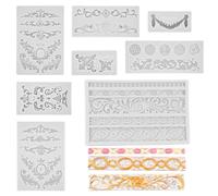 8Pcs Baroque Silicone Mould, 3D Sculpted Fondant Moulds,Scroll Border Embossed Lace Molds,Retro Relief Fondant Cake Decorating for Sugarcraft Clay Gum Icing Candy