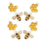 8pcs Bee Charm Honeycomb Pendants for DIY Jewelry Making Lightweight Zinc Alloy Metal Crafting Charms for Bracelets Necklaces Keychains Versatile Bee Earrings and Key Pendants