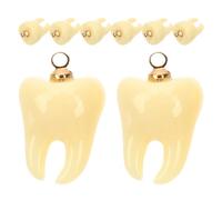 8pcs Beige Resin Tooth Pendant Charm for Necklace Bracelet DIY Craft | Lifelike Tooth Shape, Finely Crafted Texture, Novelty Charm for Friends, Art Collectors, Daily Outings