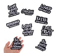 8pcs Bible Verse Embroidered Iron on Patches, Black & White Religious Christian Sew on Applique for Clothes Hat Backpack DIY Clothing Accessories Decoration
