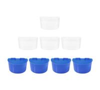 8pcs Bird Cage Feed Container with Removable Design for Parrot | Plastic Construction, Reasonable Capacity, Easy Installation, Sturdy Build, Long-serving Life, Blue Crescent Hanging Slot
