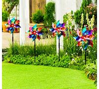 8PCS Bird Scarers Windmills For Garden,Multicolour Reflective Bird Deterrent Windmill Pigeon Deterrent Windmills for Garden Windmills for Children (8PCS Color stripe windmill)