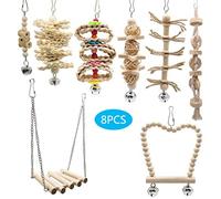 8Pcs Bird Toys Parrot Chew Toy Hammock Perch Swing Ladder For Small Birds Improving Physical & Mental For Health Bird Swings And Ladders