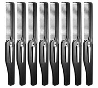 8Pcs Black Afro Comb, Folding Beard Comb Portable Beard Straightener for Men Grooming & Combing Hair, Beards and Mustaches