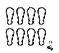 8Pcs Black Carabiner Clips, Heavy Duty Spring Snap Hook Locking Carabiner Clips Aluminum Alloy Steel Spring Link Key Chain Link Buckle for Hammock Swing Set Outdoor Travel Camping Fishing and Hiking